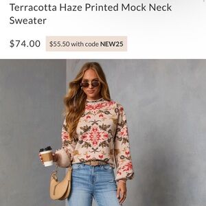 Vici Floral Patterned Cowl Neck Sweater